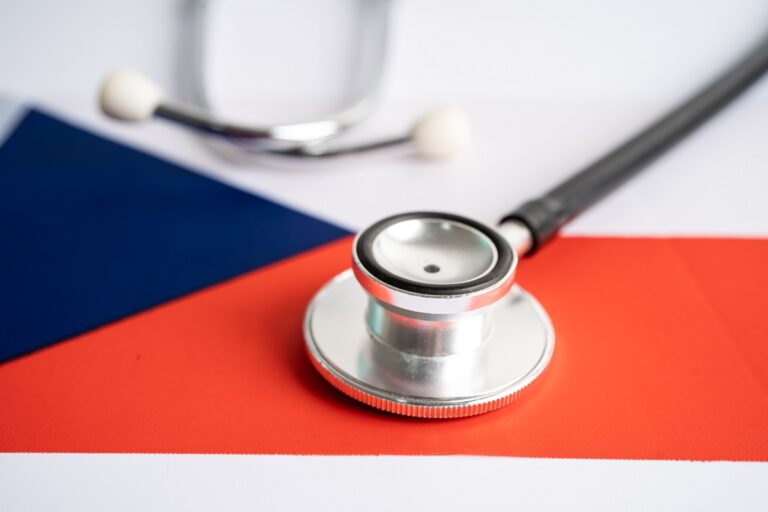 Black,Stethoscope,On,Czech,Republic,Flag,Background,,Business,And,Finance