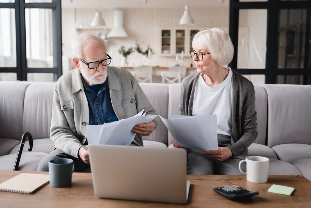 Serious,Elderly,Senior,Grandparents,Couple,Family,Wife,And,Husband,Counting