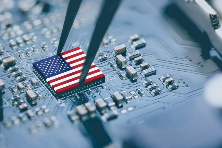 Flag,Of,Usa,On,A,Processor,,Cpu,Central,Processing,Unit