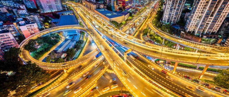 Aerial,Shot,Of,Urban,Viaduct,Transportation,Landscape,In,Guangzhou