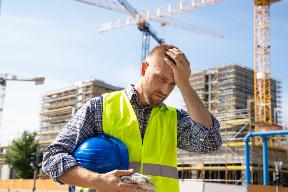 Unhappy,Sad,Construction,Worker.,Upset,Foreman,Frustration