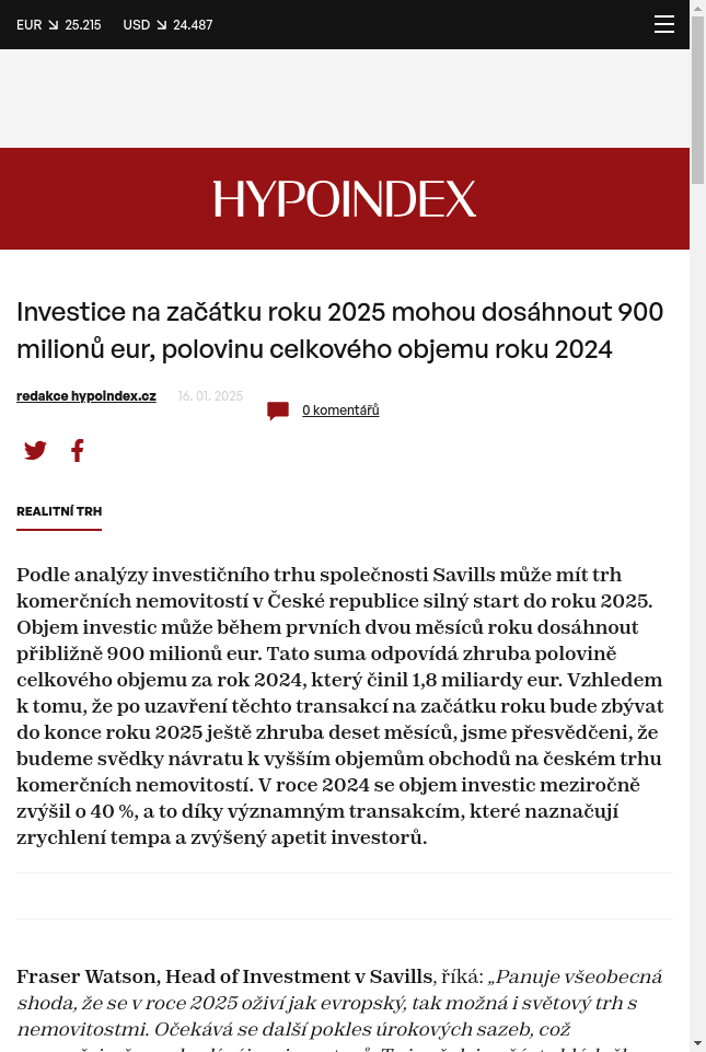 investice-na-zacatku-roku-2025-mohou-dosahnout-900-milionu-eur-polovinu-celkoveho-objemu-roku-2024