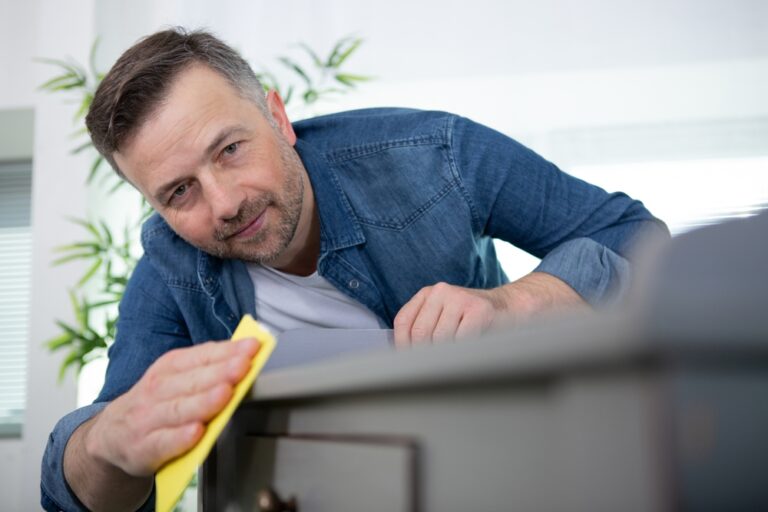 Man,Using,Sandpaper,To,Sand,A,Wooden,Table