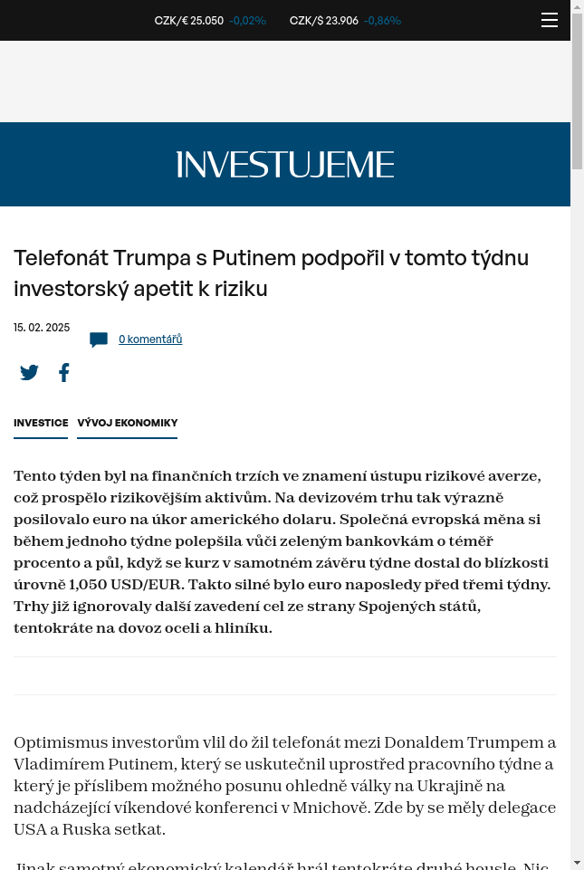 telefonat-trumpa-s-putinem-podporil-v-tomto-tydnu-investorsky-apetit-k-riziku